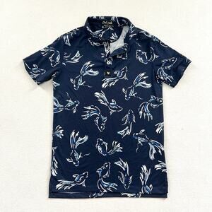 Bad Birdie The Shallows Blue Fish Performance Stretch Golf Polo Shirt Youth M